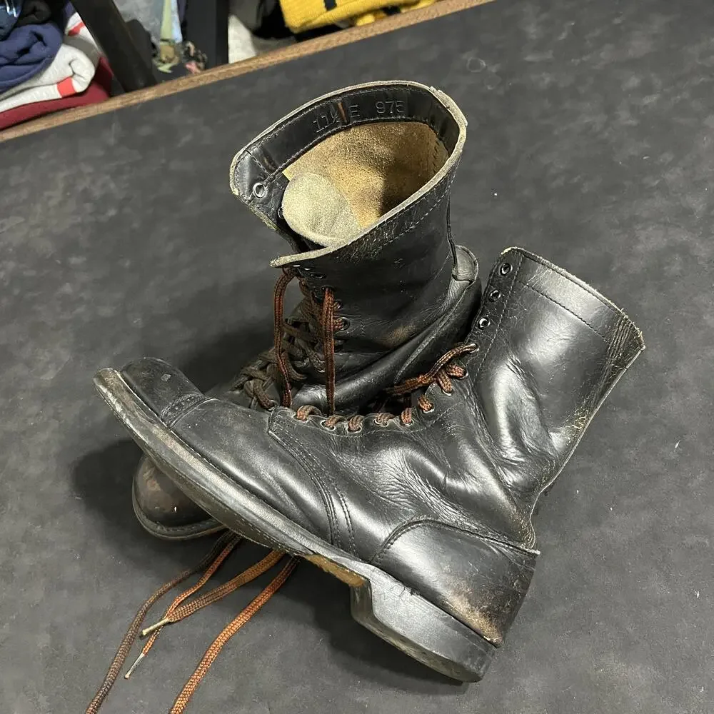 Vintage Double H Jump Boots Men Size 11.5 E Black Leather Military Combat